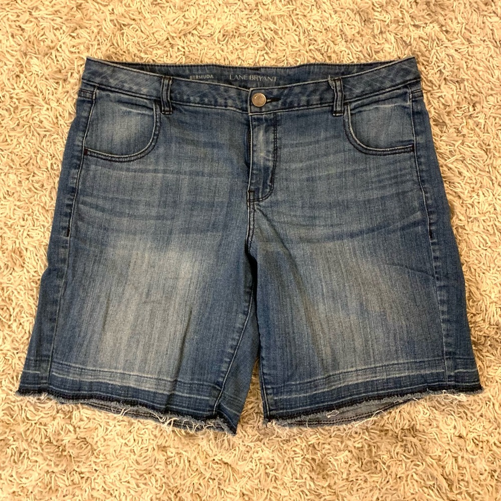 Drop hem denim shorts from Lane Bryant, size 16